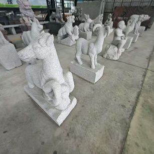 河北芝麻白雕刻 十二生肖 异形雕刻
