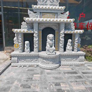 河北芝麻白中国黑石材套墓 花岗岩墓碑