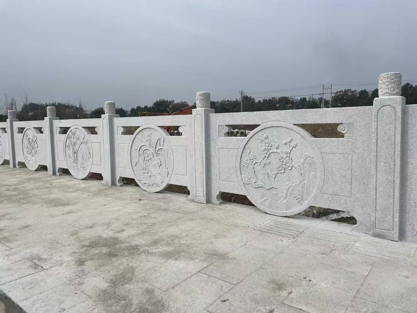 河北芝麻白河道栏杆 石材栏杆
